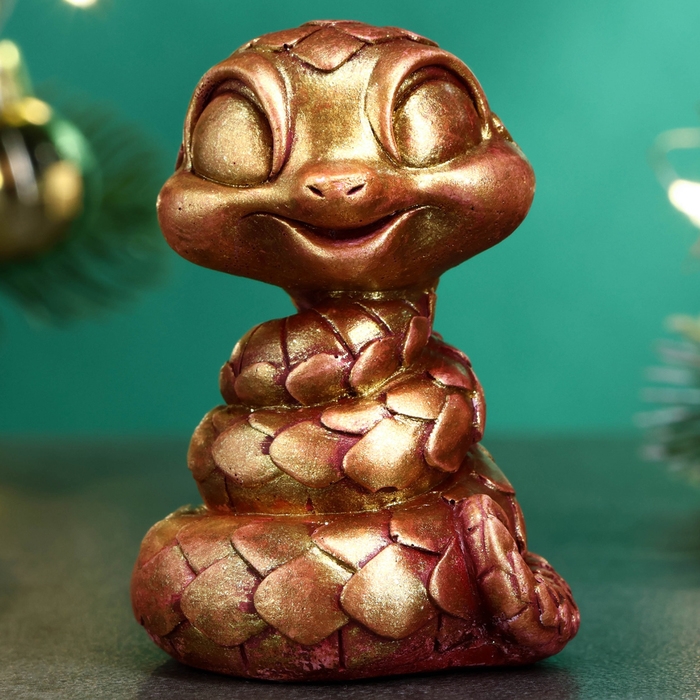 Новый год. Символ 2025. Фигура Новый год. Символ 2025. Фигура "Змея Рубин" бордовая-золото, 6х5см