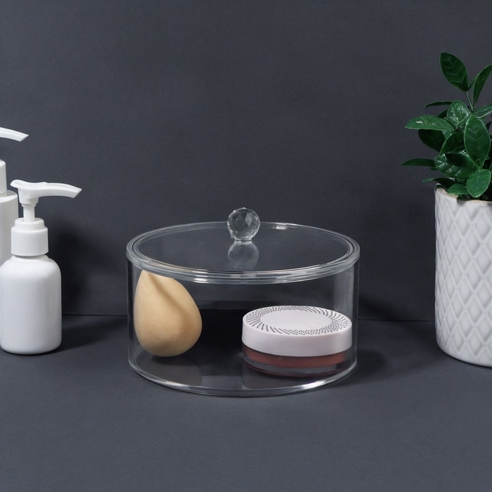 Органайзер для хранения, с крышкой, 14 × 14 × 9,3 см, цвет прозрачный Органайзер для хранения, с крышкой, 14 × 14 × 9,3 см, цвет прозрачный