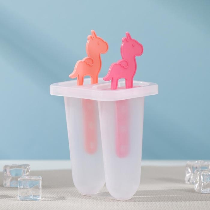 Форма для мороженого «Единороги», 7,5×6×15 см, 2 ячейки, цвет прозрачный Форма для мороженого «Единороги», 7,5×6×15 см, 2 ячейки, цвет прозрачный