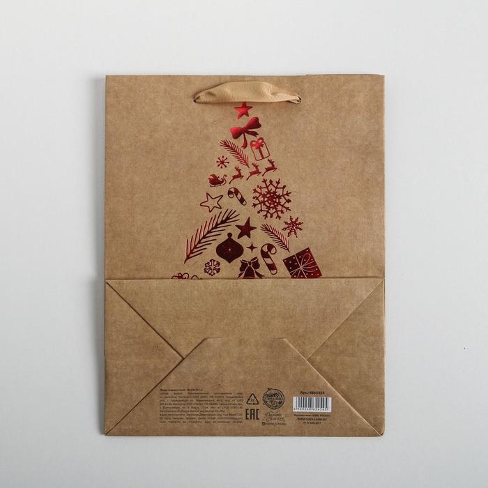 Пакет подарочный новогодний крафтовый вертикальный «Тепла и уюта», MS 18 х 23 х 10 см, Новый год Пакет подарочный новогодний крафтовый вертикальный «Тепла и уюта», MS 18 х 23 х 10 см, Новый год