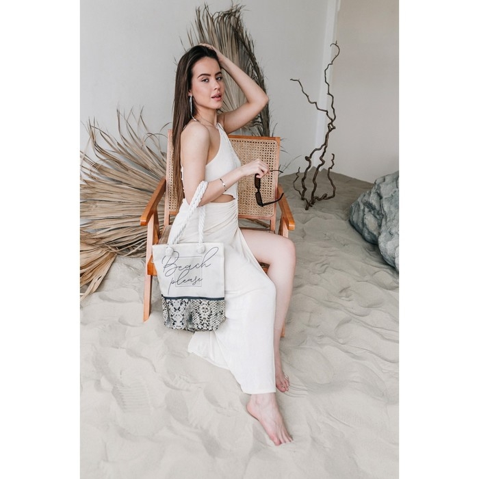 Сумка женская пляжная на молнии, цвет белый Сумка женская пляжная на молнии, цвет белый