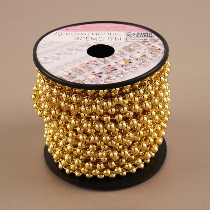Бусы на нитях, круглые, 4 мм, 9 ± 1 м, цвет золотой Бусы на нитях, круглые, 4 мм, 9 ± 1 м, цвет золотой