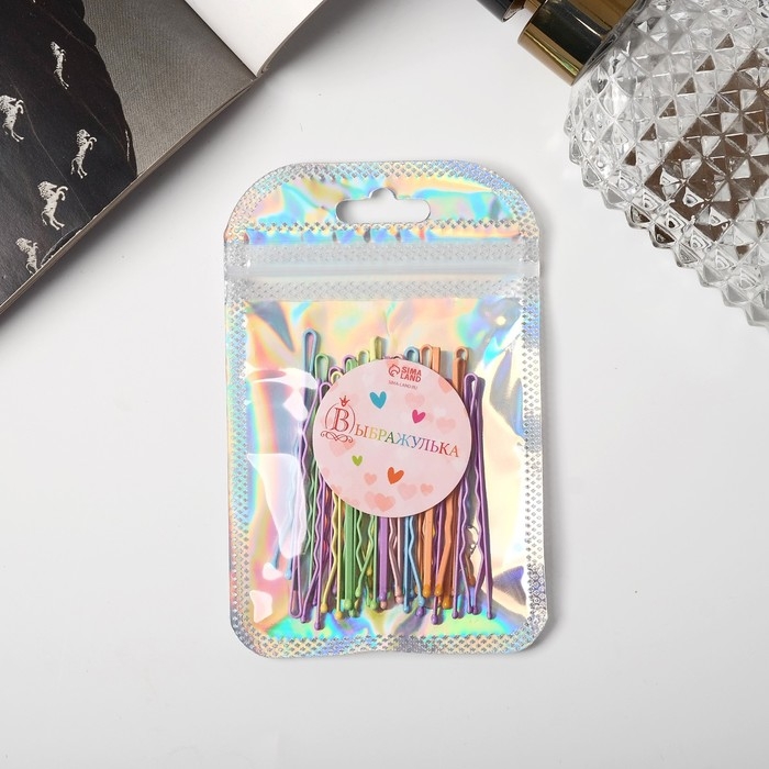 Невидимка для волос  Невидимка для волос "Классика люкс" (набор 24 шт) 5 см, яркий