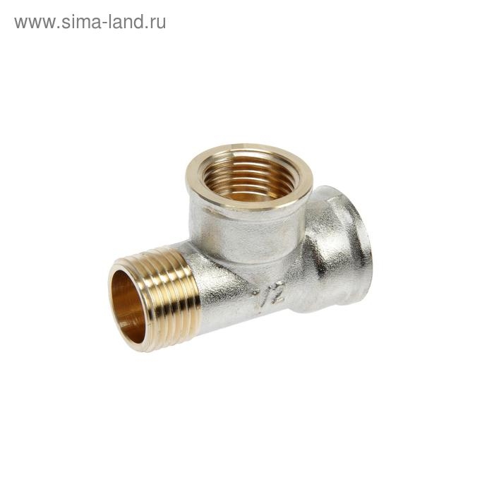 Тройник "CTM", 1/2", внутренняя/внутренняя/наружная резьба, никелированная латунь