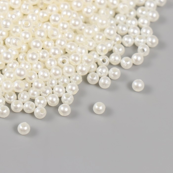 Набор бусин Набор бусин "Жемчуг" d 4 мм, 250 гр, молочный