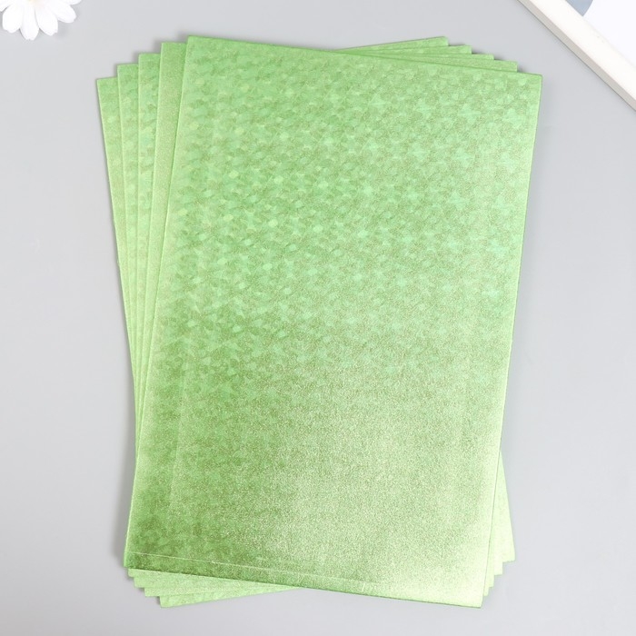 Фоамиран голограмма  Фоамиран голограмма "Зелёный салат" 1,8 мм набор 5 листов 20х30 см