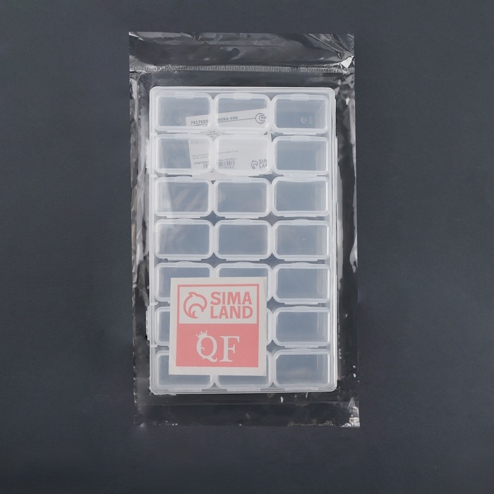 Органайзер для декора, 7 блоков, 3 ячейки, 10,5 × 17 × 2,5 см, цвет прозрачный