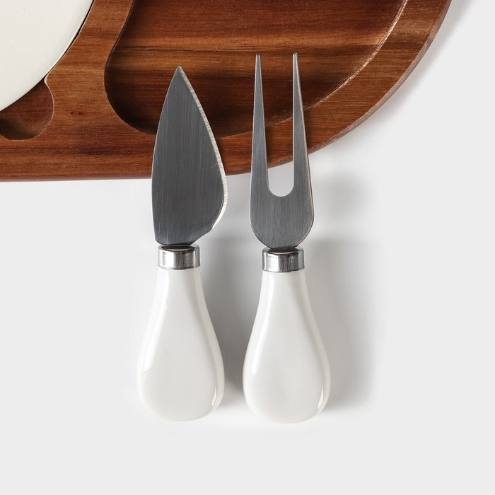 Набор для подачи сыра «Мрамор», 2 ножа, 28×18,5×1,5 см, акация Набор для подачи сыра «Мрамор», 2 ножа, 28×18,5×1,5 см, акация