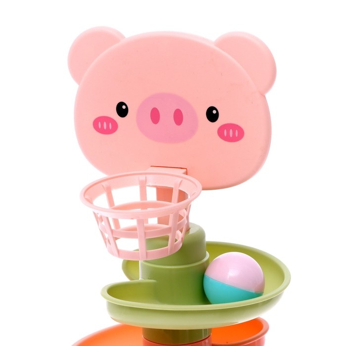 Развивающая пирамидка «Попади в корзину», 8 элементов, цвет розовый Развивающая пирамидка «Попади в корзину», 8 элементов, цвет розовый