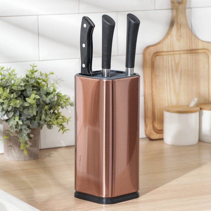 Подставка для ножей и ножниц Magistro «Бронза», 10×10×23 см, цвет бронзовый Подставка для ножей и ножниц Magistro «Бронза», 10×10×23 см, цвет бронзовый