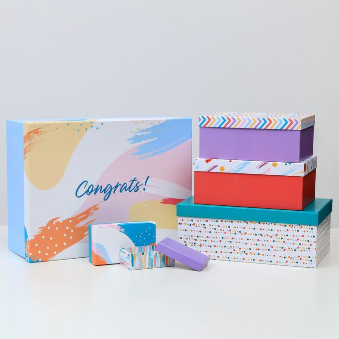 Набор коробок 15 в 1, упаковка подарочная, «Поздравляю!», 12 х 7 х 4 см - 46,6 х 35,2 х 17.5 см
