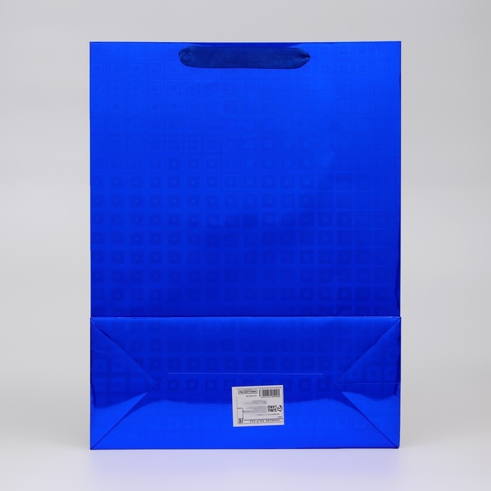 Пакет подарочный, фольгированный, упаковка, с окном  Пакет подарочный, фольгированный, упаковка, с окном "Сердце", "Синий", L 40 х 30 х 13 см