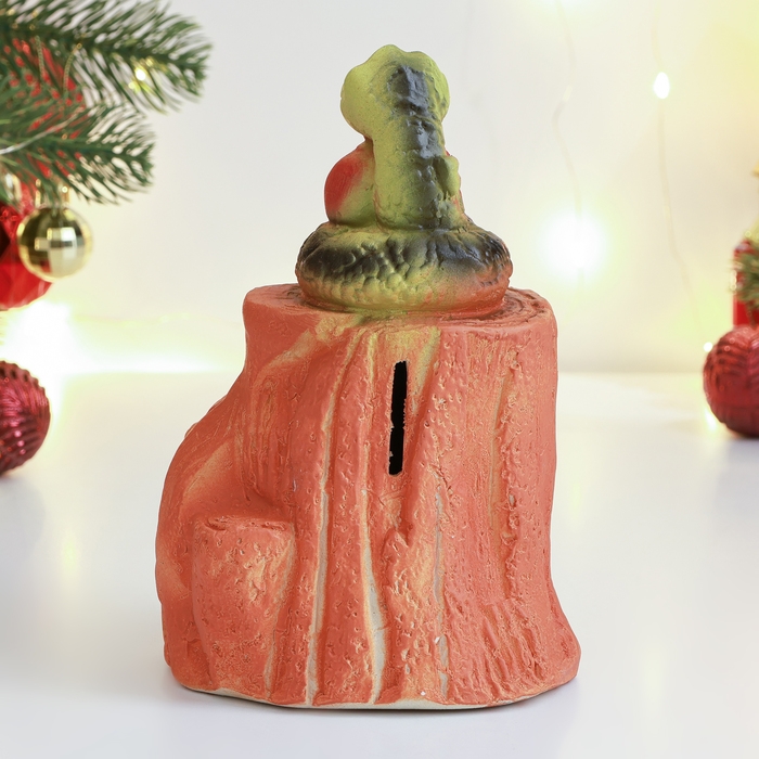 Новый год. Символ 2025. Копилка Новый год. Символ 2025. Копилка "Змея на пне" 10х10х18см