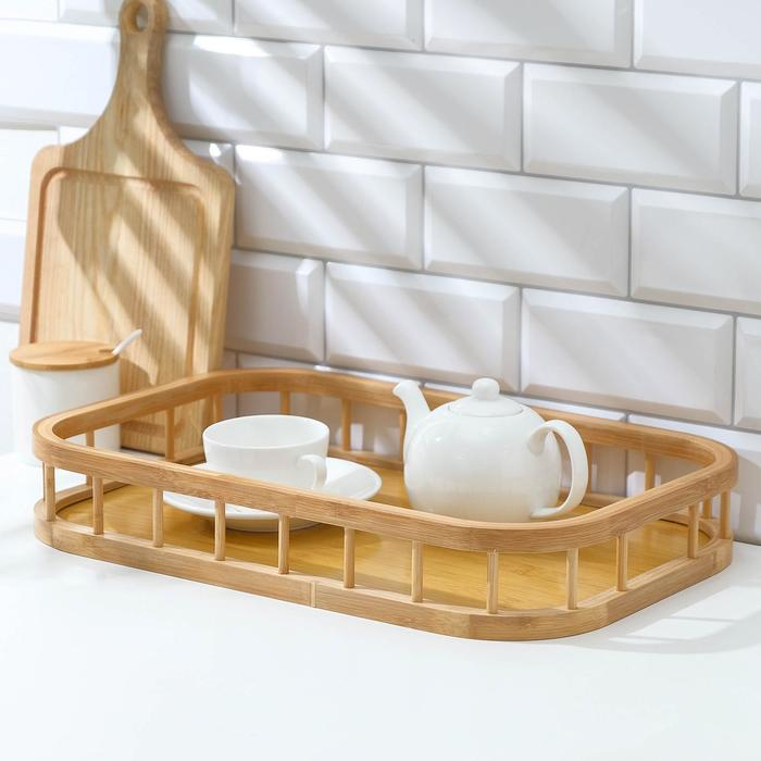 Поднос прямоугольный Доляна Jungle, 45×30 см, бамбук Поднос прямоугольный Доляна Jungle, 45×30 см, бамбук