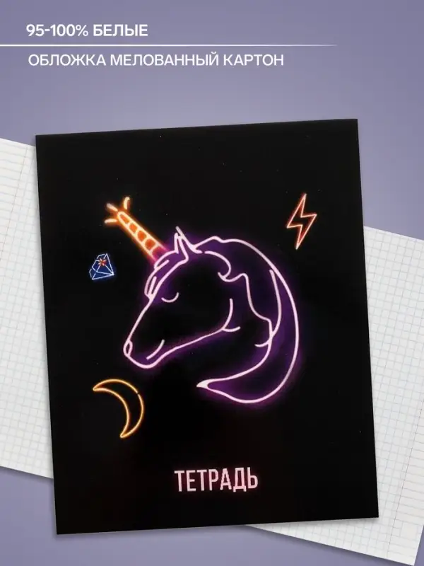 Тетрадь 48 листов в клетку, Calligrata, Neon, МИКС