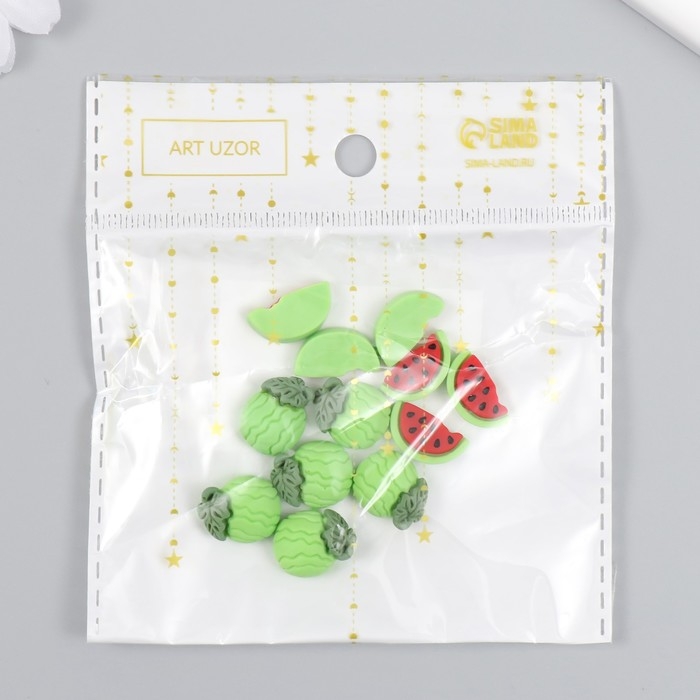 Декор для творчества пластик Декор для творчества пластик "Арбузный микс" набор 12 шт 1,5х1,2 см