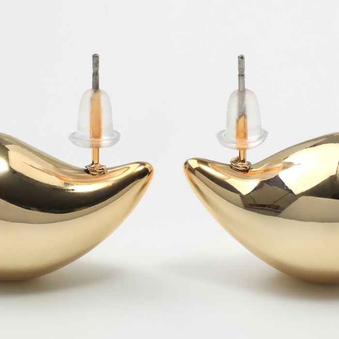 Серьги пластик «Капля» изогнутая мах, цвет золото Серьги пластик «Капля» изогнутая мах, цвет золото