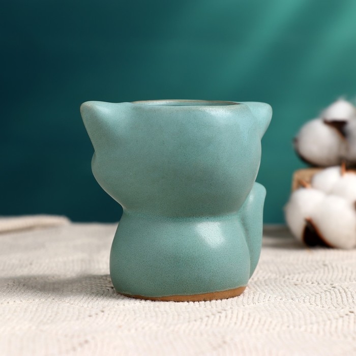 Горшок Горшок "Лисенок Фред" бирюзовый, 8х9х9см