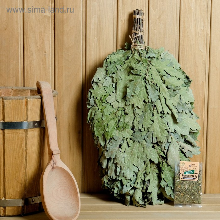 Набор веник ЭКСТРА из кавказского дуба с чайным напитком Набор веник ЭКСТРА из кавказского дуба с чайным напитком "Бодрость 1", в упаковке