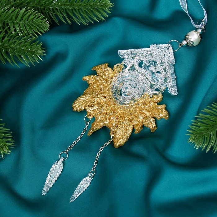 Украшение ёлочное Украшение ёлочное "Новогодние часы блеск" 10х18 см, прозрачно-золотой