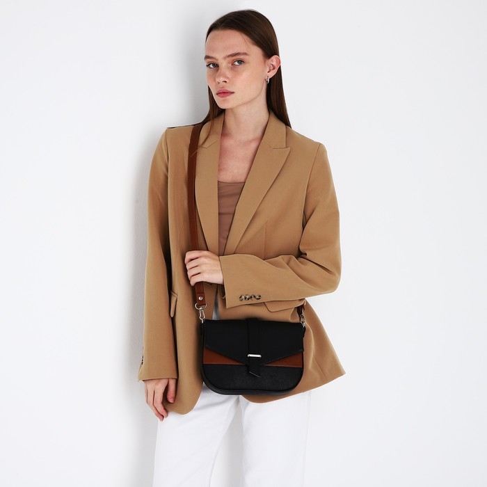 Сумка-мессенджер на магните, цвет чёрный/коричневый Сумка-мессенджер на магните, цвет чёрный/коричневый