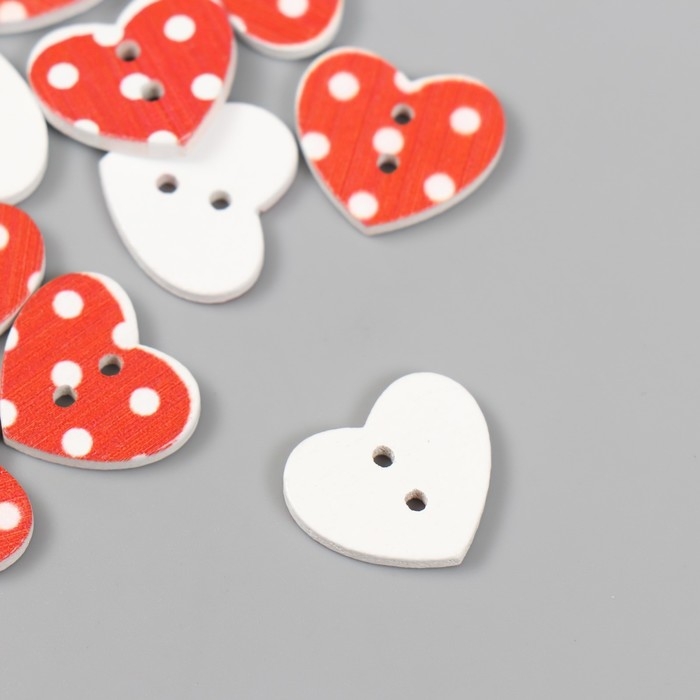Набор пуговиц декоративных дерево Набор пуговиц декоративных дерево "Сердечки" (набор 12 шт) 1,7х1,7 см