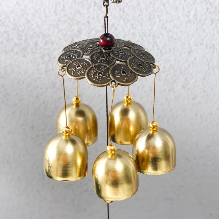 Музыка ветра металл Музыка ветра металл "Черепаха на монетках" 5 колокольчиков 41х6 см