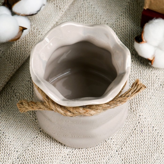 Кашпо  Кашпо "Мешочек" 10х9,5см, серый