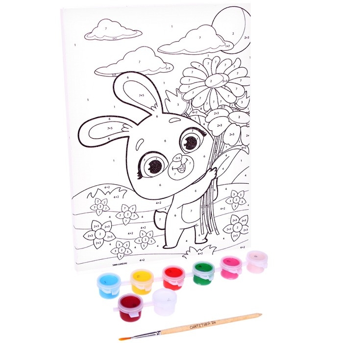 Картина по номерам для детей «Зая с цветами», 21 х 15 см Картина по номерам для детей «Зая с цветами», 21 х 15 см