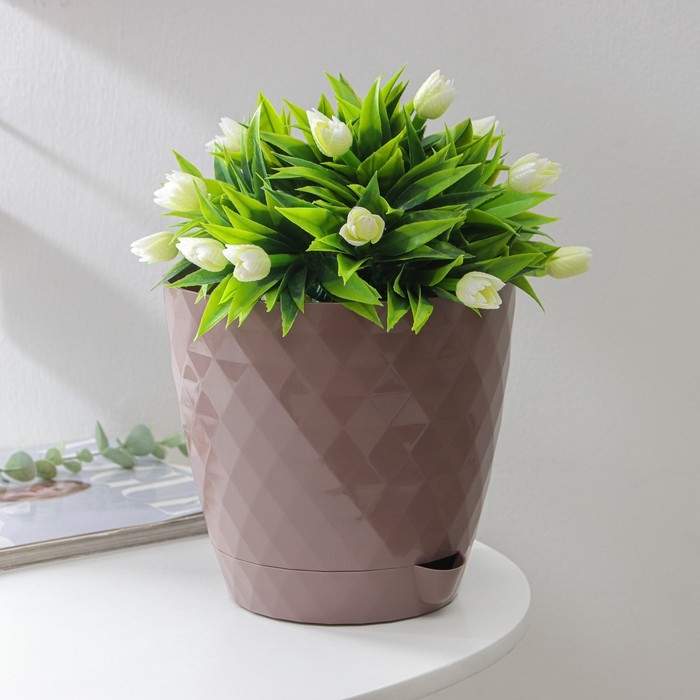 Горшок для цветов с прикорневым поливом «Румба», 3 л, цвет мокко Горшок для цветов с прикорневым поливом «Румба», 3 л, цвет мокко