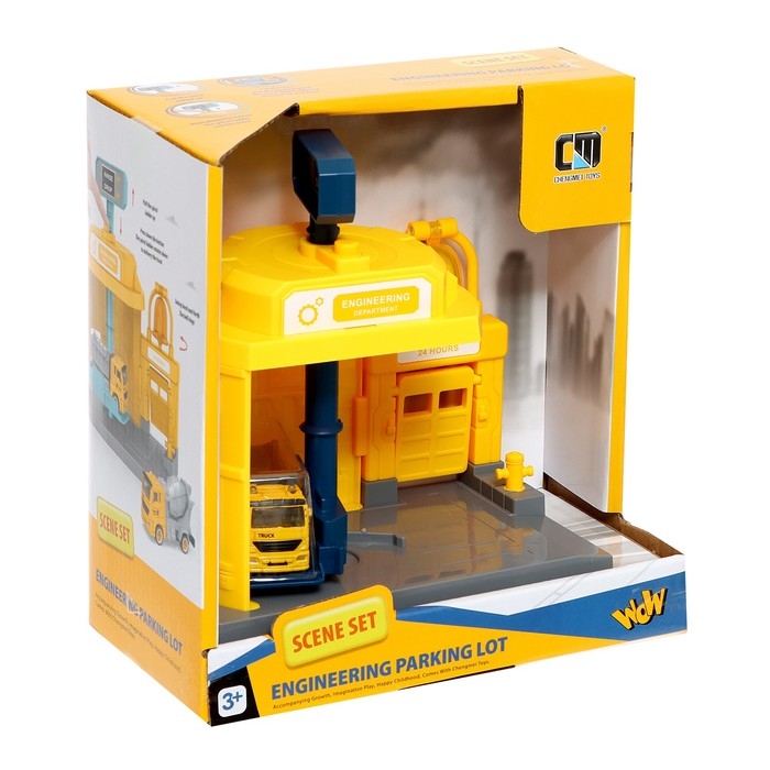 Парковка &laquo;Строительный лифт&raquo;, с подъёмом, машинка опускается с кнопки, звонит колокол, МИКС