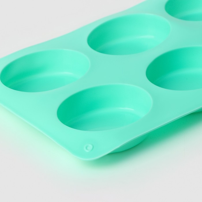 Форма для выпечки Доляна «Фигуры. Овал», силикон, 28×16×2 см, 6 ячеек, цвет МИКС Форма для выпечки Доляна «Фигуры. Овал», силикон, 28×16×2 см, 6 ячеек, цвет МИКС