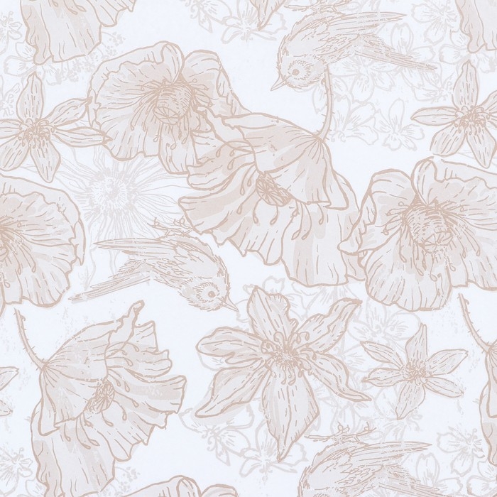 Бумага силиконизированная «Маки и птички»,  хохлома, 0,38 х 5 м Бумага силиконизированная «Маки и птички»,  хохлома, 0,38 х 5 м