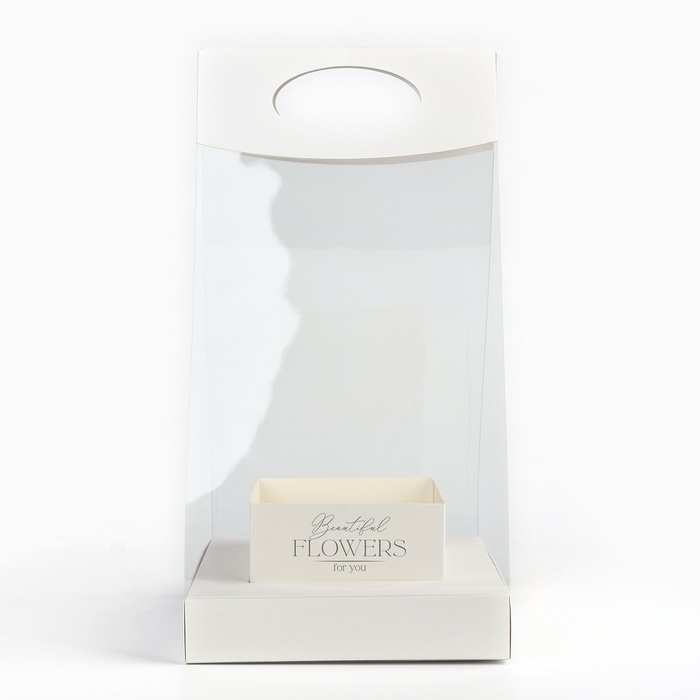 Коробка подарочная складная переноска для цветов, упаковка, «Чистота», 20 x 20 x 4 см Коробка подарочная складная переноска для цветов, упаковка, «Чистота», 20 x 20 x 4 см