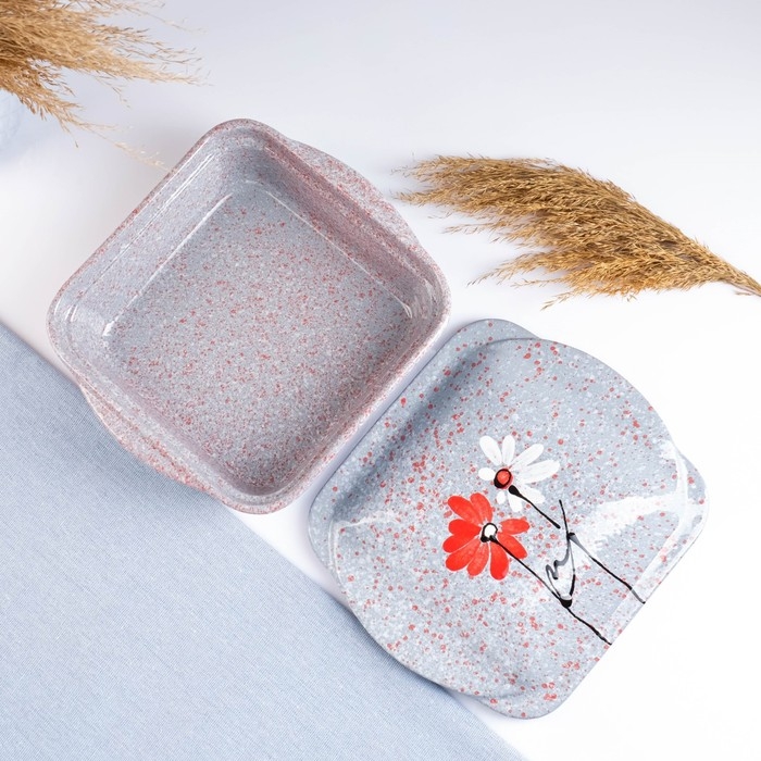 Емкость для запекания Емкость для запекания "Тетра с крышкой" 1,2л / 10х22х19,5см, дуэт