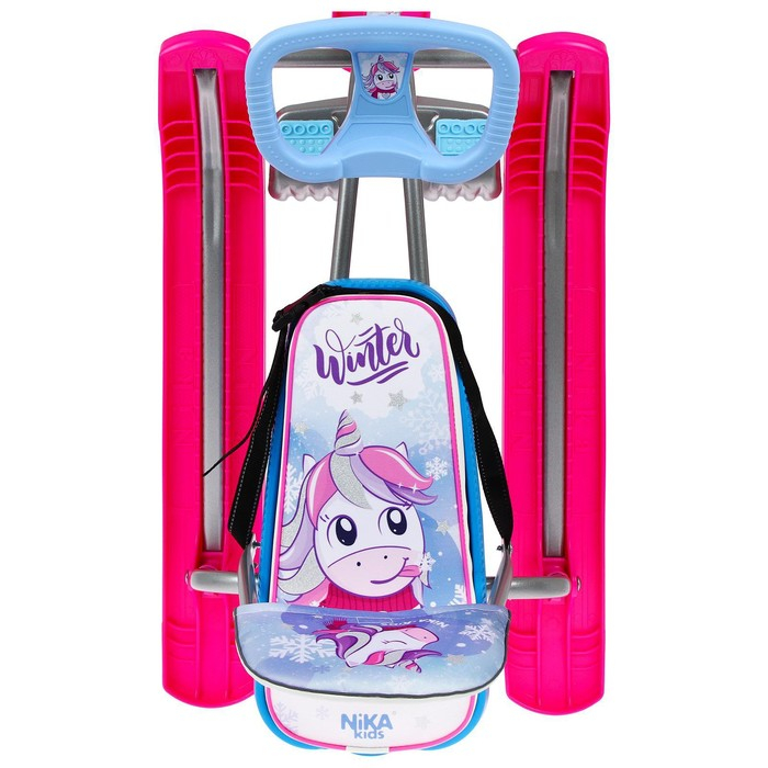 Снегокат «Тимка спорт 4-1 Единорог», ТС4-1М/ЕР, со спинкой и ремнём безопасности, цвет розовый/серый/сиреневый Снегокат «Тимка спорт 4-1 Единорог», ТС4-1М/ЕР, со спинкой и ремнём безопасности, цвет розовый/серый/сиреневый