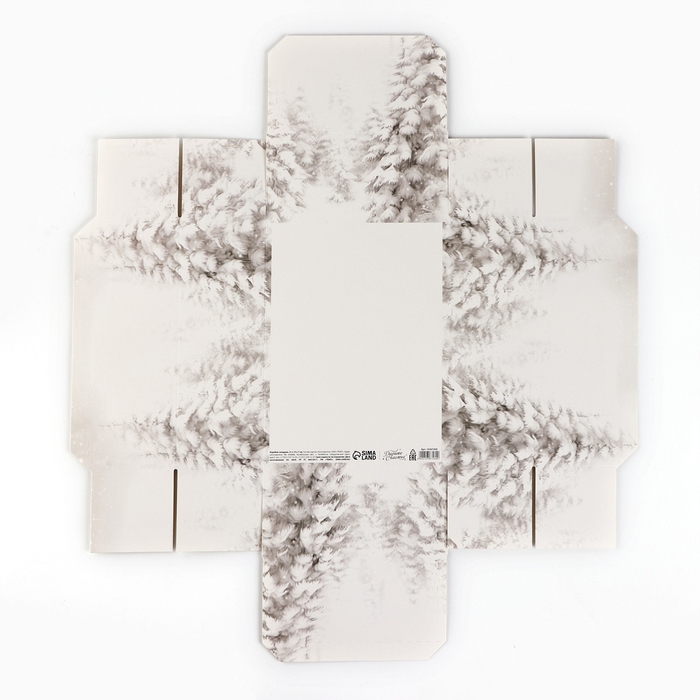 Коробка подарочная новогодняя складная «Снежный лес», 21 х 15 х 7 см, Новый год