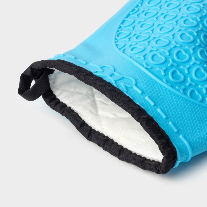 Рукавица для горячего Доляна «Профи», силикон, 22×19 см, цвет голубой Рукавица для горячего Доляна «Профи», силикон, 22×19 см, цвет голубой