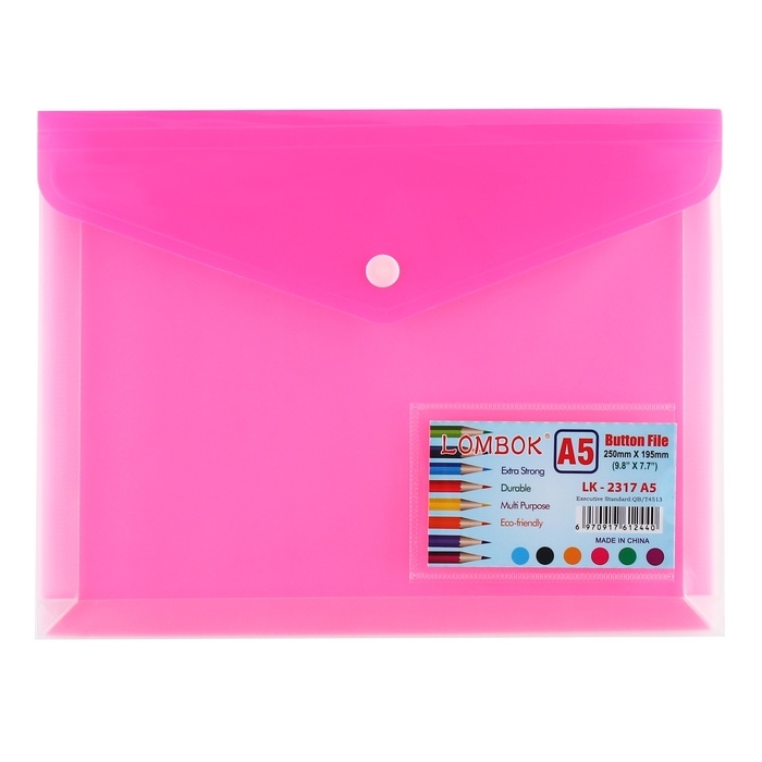 Папка-конверт на кнопке А5, 180 мкр, с расширением, карман для визиток, МИКС Папка-конверт на кнопке А5, 180 мкр, с расширением, карман для визиток, МИКС