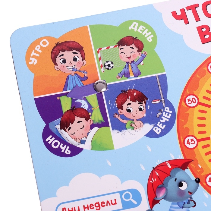 Развивающий бизиборд «Что такое время?», 3+ Развивающий бизиборд «Что такое время?», 3+