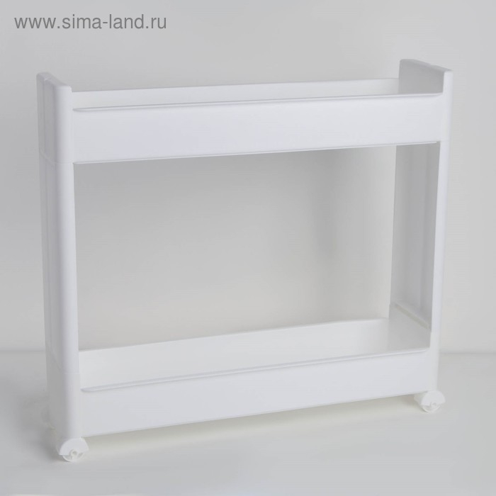 Этажерка настольная узкая 2-х секционная, на колёсиках, цвет белый Этажерка настольная узкая 2-х секционная, на колёсиках, цвет белый