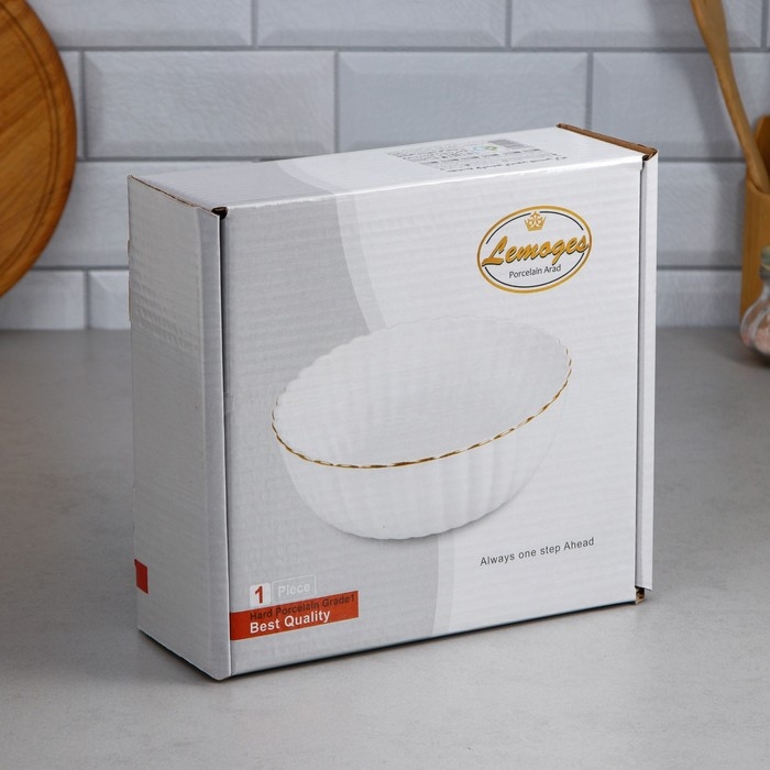 Салатник «Кармен», 3 л, золотая обводка, фарфор, Иран Салатник «Кармен», 3 л, золотая обводка, фарфор, Иран