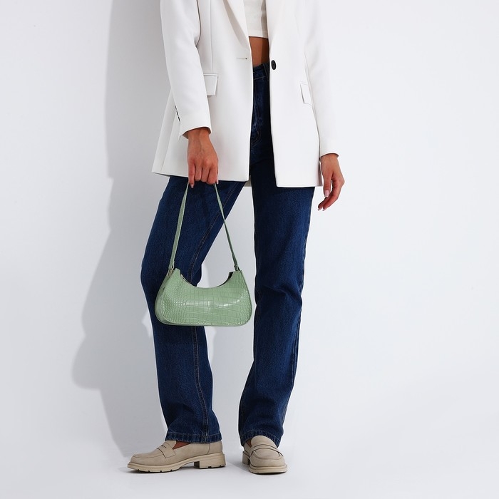 Сумка-багет на молнии, цвет зелёный Сумка-багет на молнии, цвет зелёный