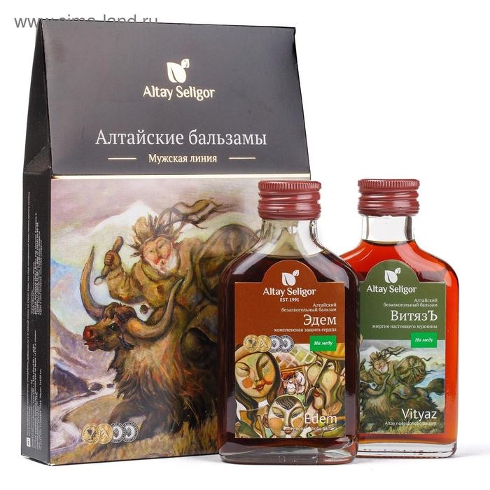 Подарочный набор «Мужской»: бальзам «Витязь», бальзам «Эдем» на меду, 2 флакона по 100 мл Подарочный набор «Мужской»: бальзам «Витязь», бальзам «Эдем» на меду, 2 флакона по 100 мл