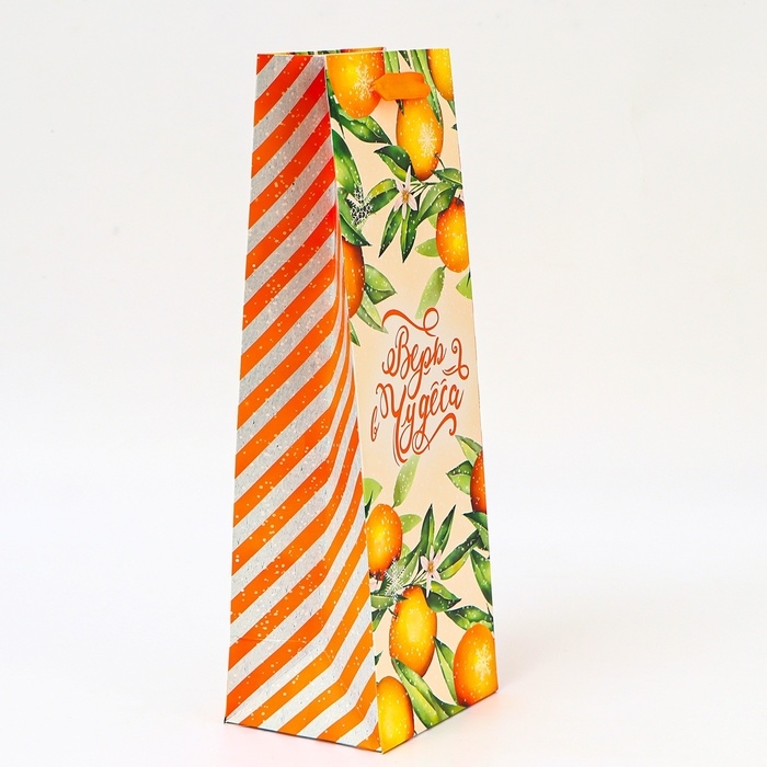 Новый год. Пакет подарочный новогодний под бутылку «Апельсины», 13 x 36 x 10 см. Новый год. Пакет подарочный новогодний под бутылку «Апельсины», 13 x 36 x 10 см.