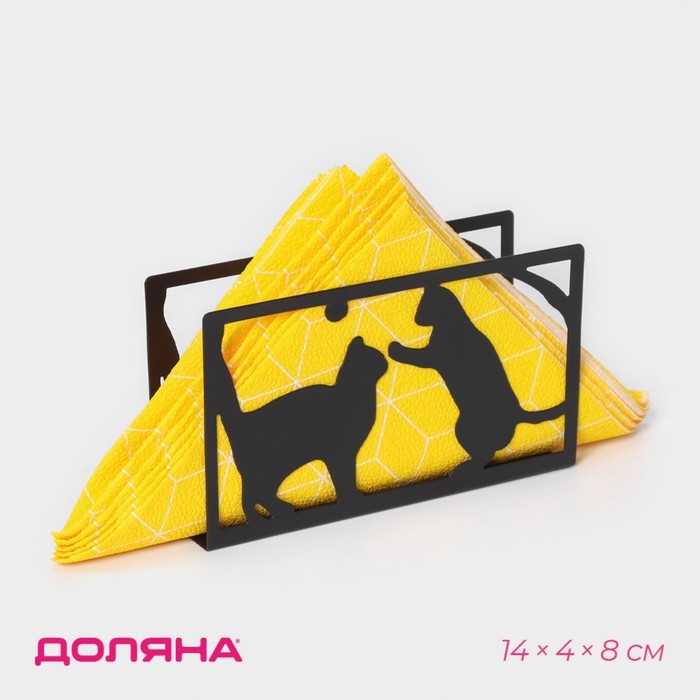 Салфетница Доляна «Кошки», 14×4×8 см, цвет чёрный Салфетница Доляна «Кошки», 14×4×8 см, цвет чёрный