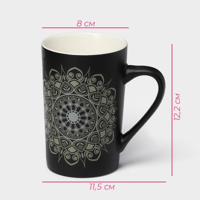 Кружка фарфоровая Доляна «Мандала», 380 мл, золотой узор Кружка фарфоровая Доляна «Мандала», 380 мл, золотой узор