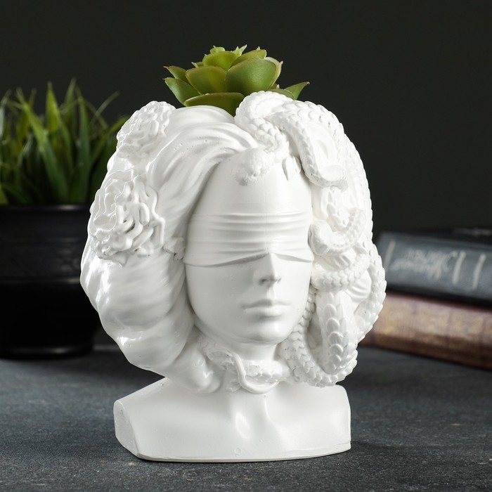 Кашпо - органайзер Кашпо - органайзер "Горгона Медуза" белая, 12,5х16х10,5см