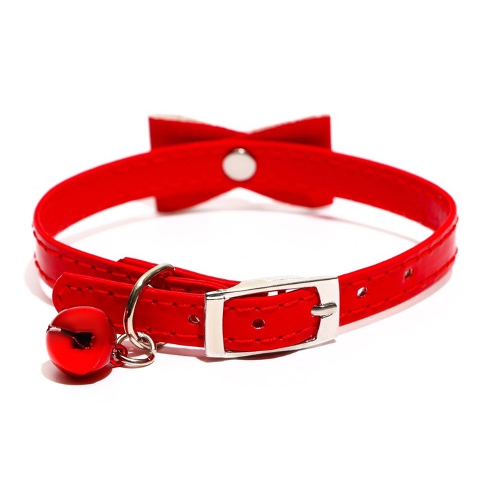 Ошейник Ошейник "Сияние" с бусиной и бубенчиком, 29 х 1 см, ОШ 21-26, красный