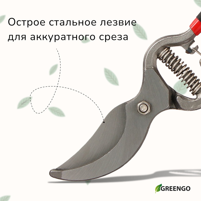 Секатор плоскостной, 10 Секатор плоскостной, 10" (25 см), с металлическими обрезиненными ручками, Greengo